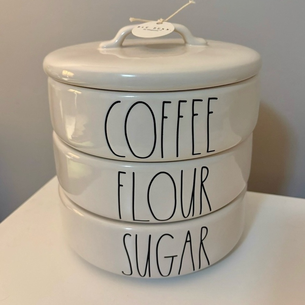 π€ Rae Dunn Ceramic Stackable Canister Set - Coffee, Flour, Sugar